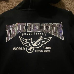 True Religion Black Hoodie with Diamond Accents